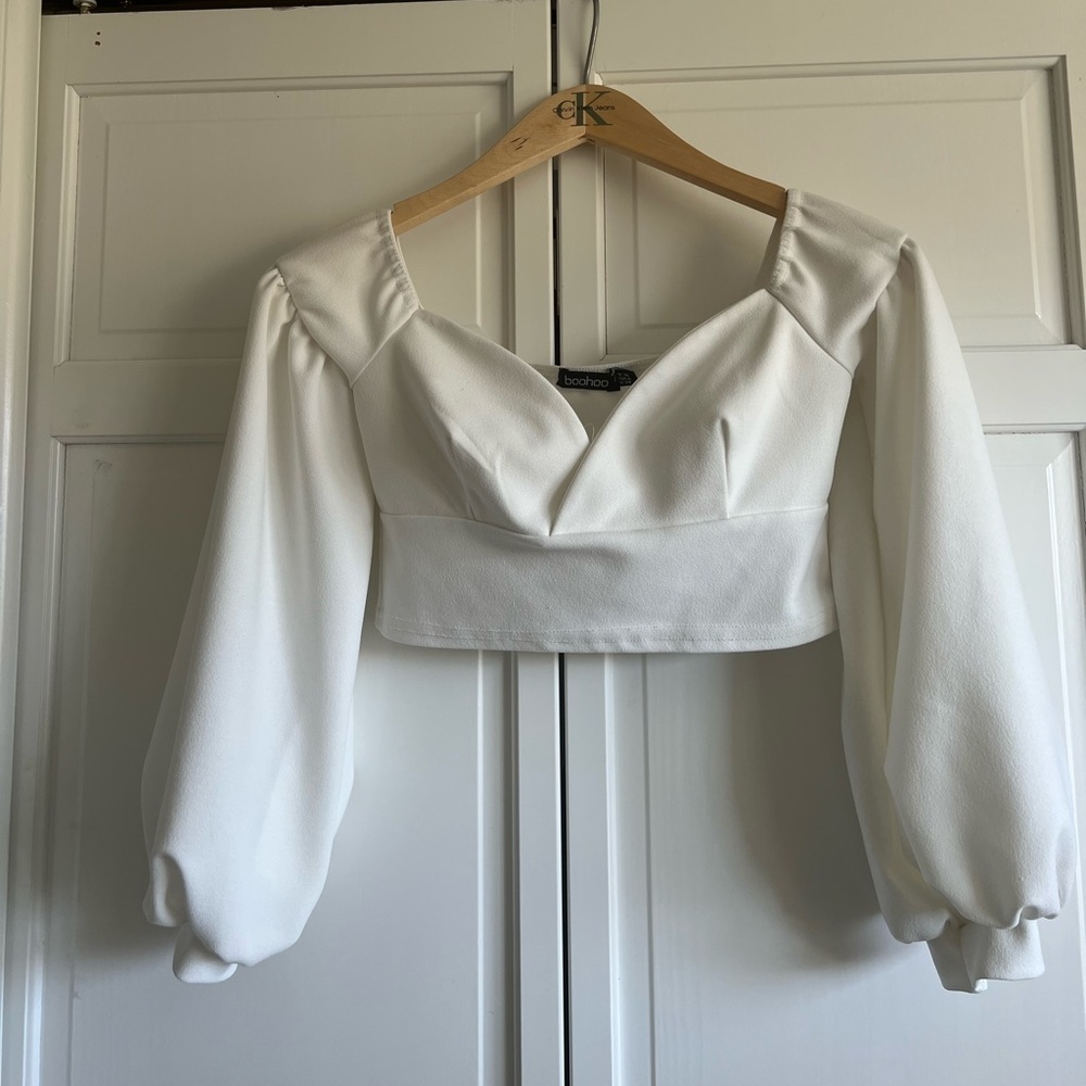 cropped long puff sleeve stop